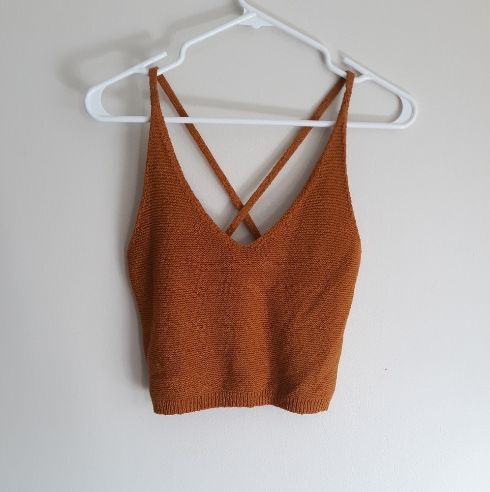 Anthropologie moth womens orange sweater crop top